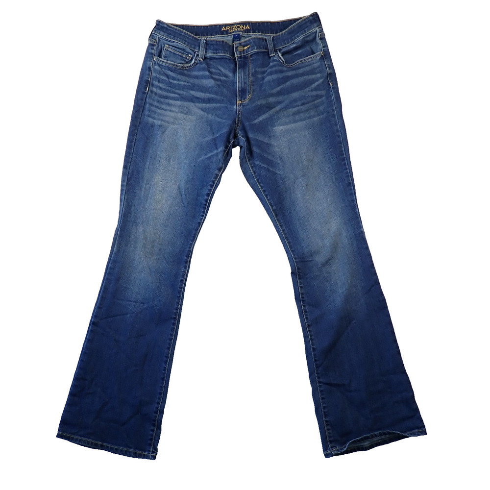 Arizona Jeans Juniors 15 Blue Stretch Denim Bootcut Mid Rise Whiskered 32x30